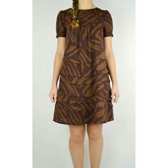 Marc by Marc Jacobs Safari Babydoll Tierd Ruffled Dress - Size 8 - Picture 2 of 8